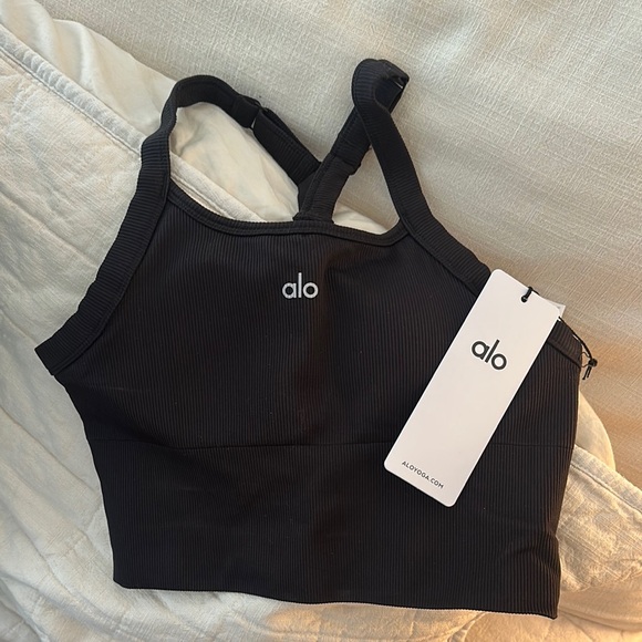 ALO Yoga Tops - Alo Black Seamless Ribbed Cropped Top